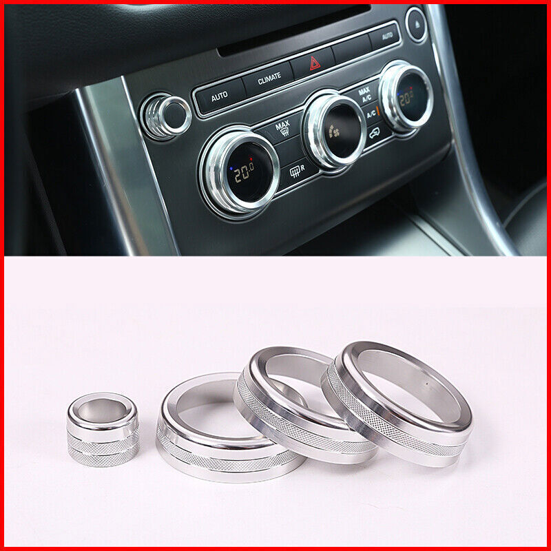 4X Fit for Land Rover Range Sport 2014-2017 Silver AC Volume Knob Cover Trim