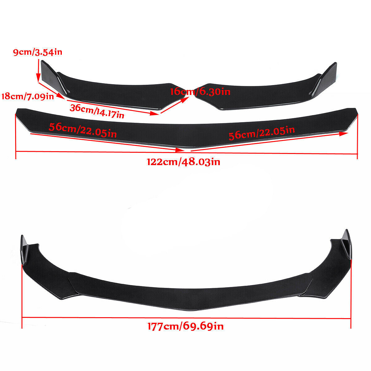 Front lower bumper lip separator, black panel, lower diffuser - universal