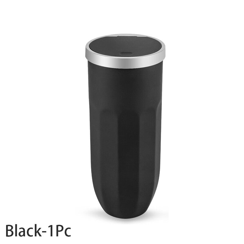 1Pc Car Trash Can w/ Lid Car Trash Can Cup Holder Press Open Vehicle Trash Bin