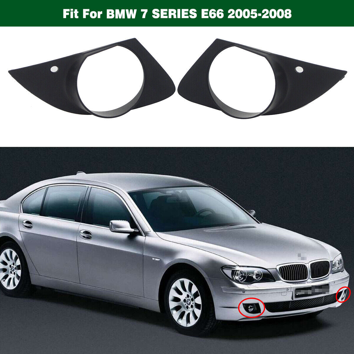 1Pair Front Bumper Fog Light Lamp Cover Trim Bezel for BMW 7SERIES E66 2005-2008