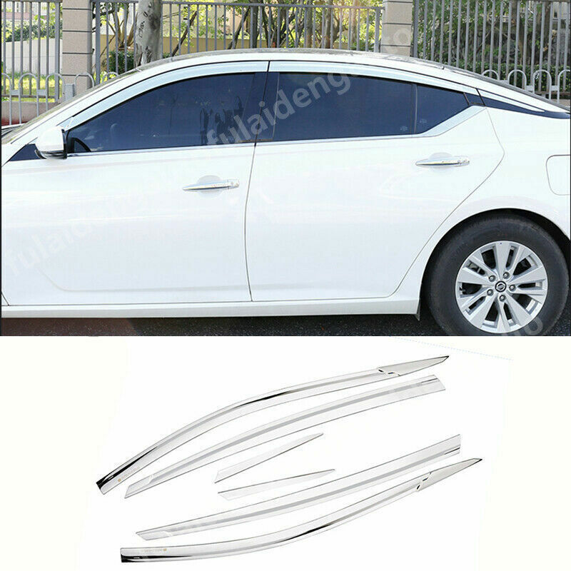 6PS for Nissan Altima 2019-2024 Chrome Window Visor Vent Shades Sun Rain Guard