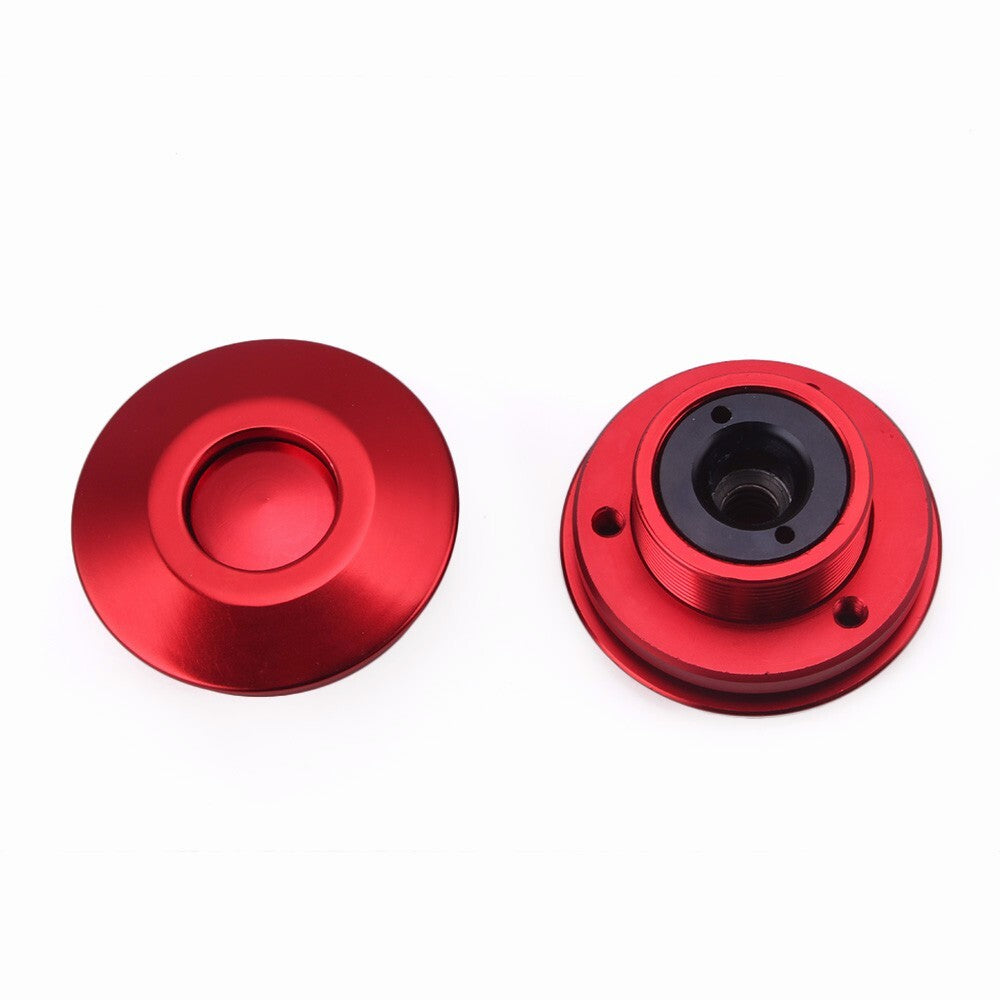 Red Push Button Billet Round Hood Pins Lock Clip Kit Engine Bonnets Lock