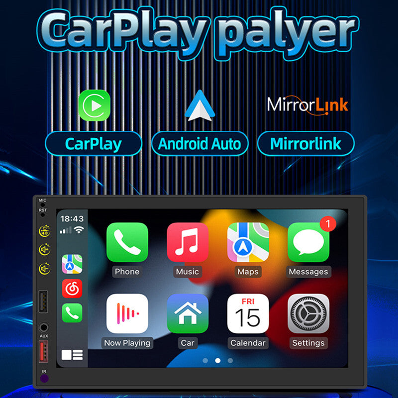 2Din CarPlay Car Radio Bluetooth Stereo Android-Auto MP5 Multimedia Player Audio