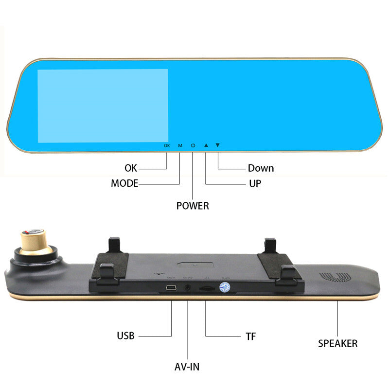 Car Rearview Mirror 4.31080P Car DVR Mirror Dual Dash Camera Dashcam Recorder
