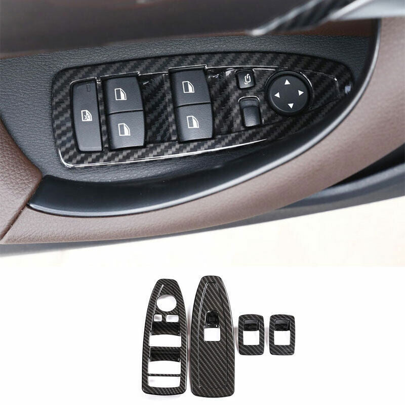 for BMW X1 F48 2016-22 ABS Carbon Fiber Window Lock Lift Panel Cover Trim Frame