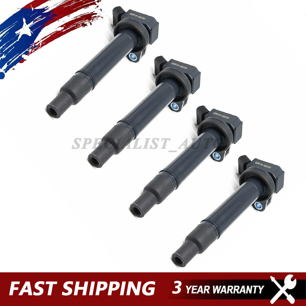 4 brand new ignition coils for Toyota for Lexus V8 4.3L, 4.7L, and 5.7L engines. (Ignition coil number: 90919-02230400)