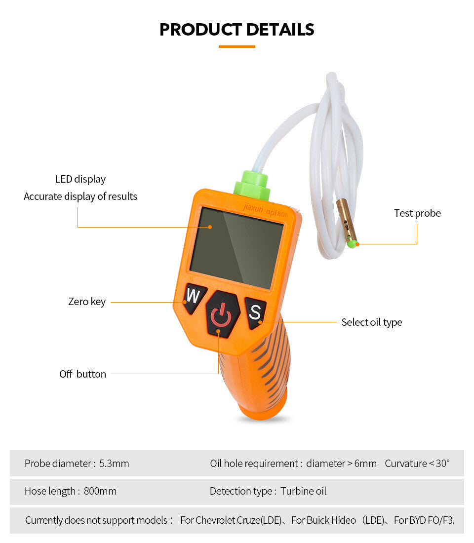 Portable LED Display Engine Oil Tester One Button Quality Detecter Gas Analyzer