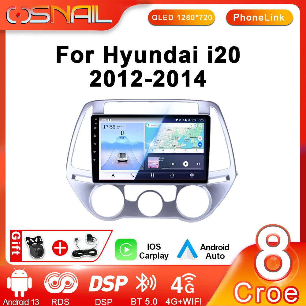 for Hyundai I20 Android Auto Player Stereo Navi GPS Car Radio Multimedia Video