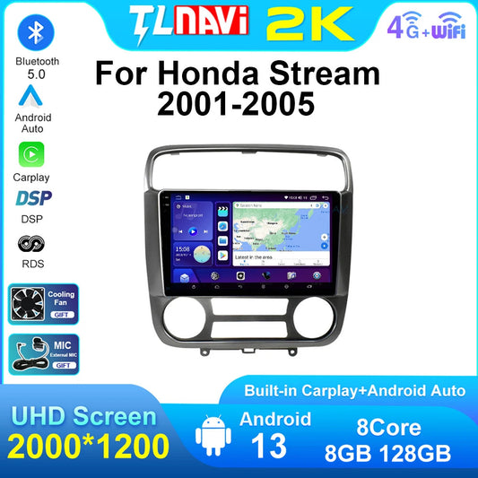 for Honda Stream 2001-05 Car Radio Android Carplay GPS Multimedia Player Screen