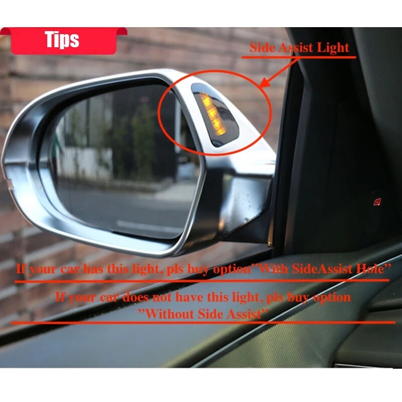 With side Assist hole matte side mirror cover for Audi A6 S6 C7 4G 2012-18