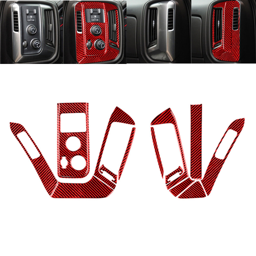 Red Carbon Fiber Side Air Vent Cover Trim For Silverado for GMC for SIERRA 2014-2018 -B