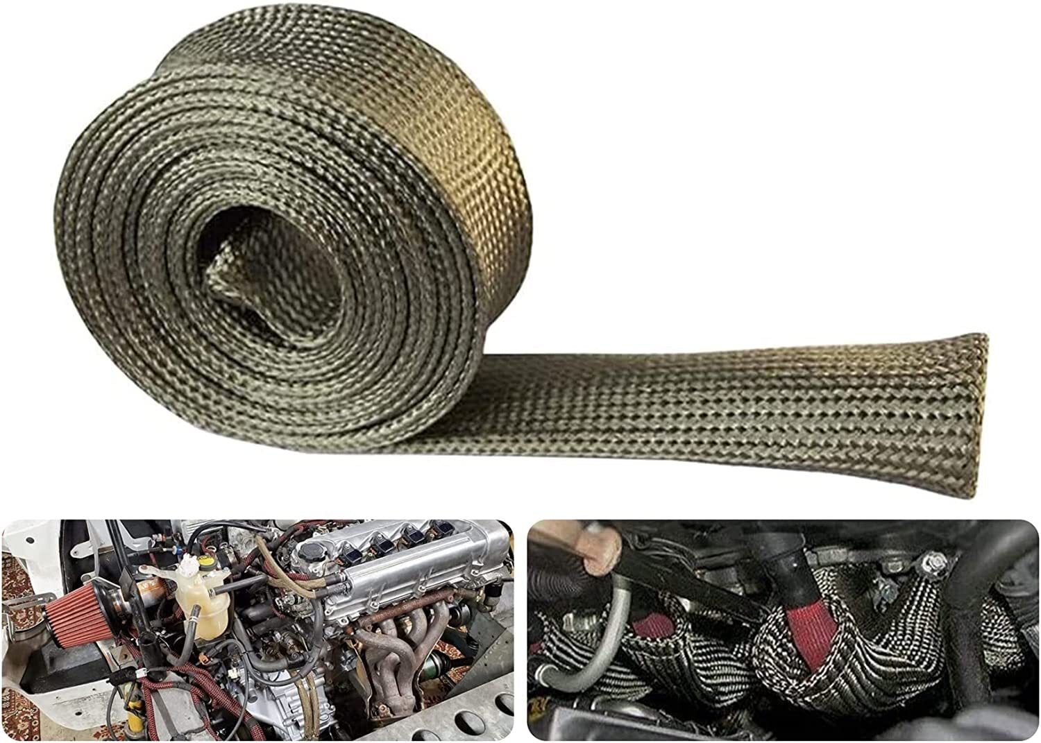 Heat Shroud Heat Hose Fiberglass Wrapped Sheath 3/5 ID x 10' Adjustable