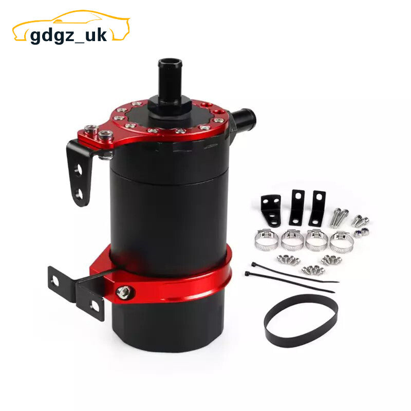 Red Universal Car Round Oil Tank Baffled Aluminum Oil Catch Can Resevoir Tank