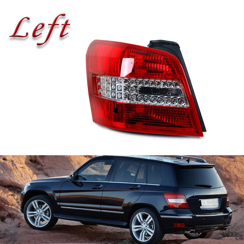 The left rear taillight applies to for Mercedes-Benz W204, GLK200, GLK260, and GLK300 models from 2013 to 2015.