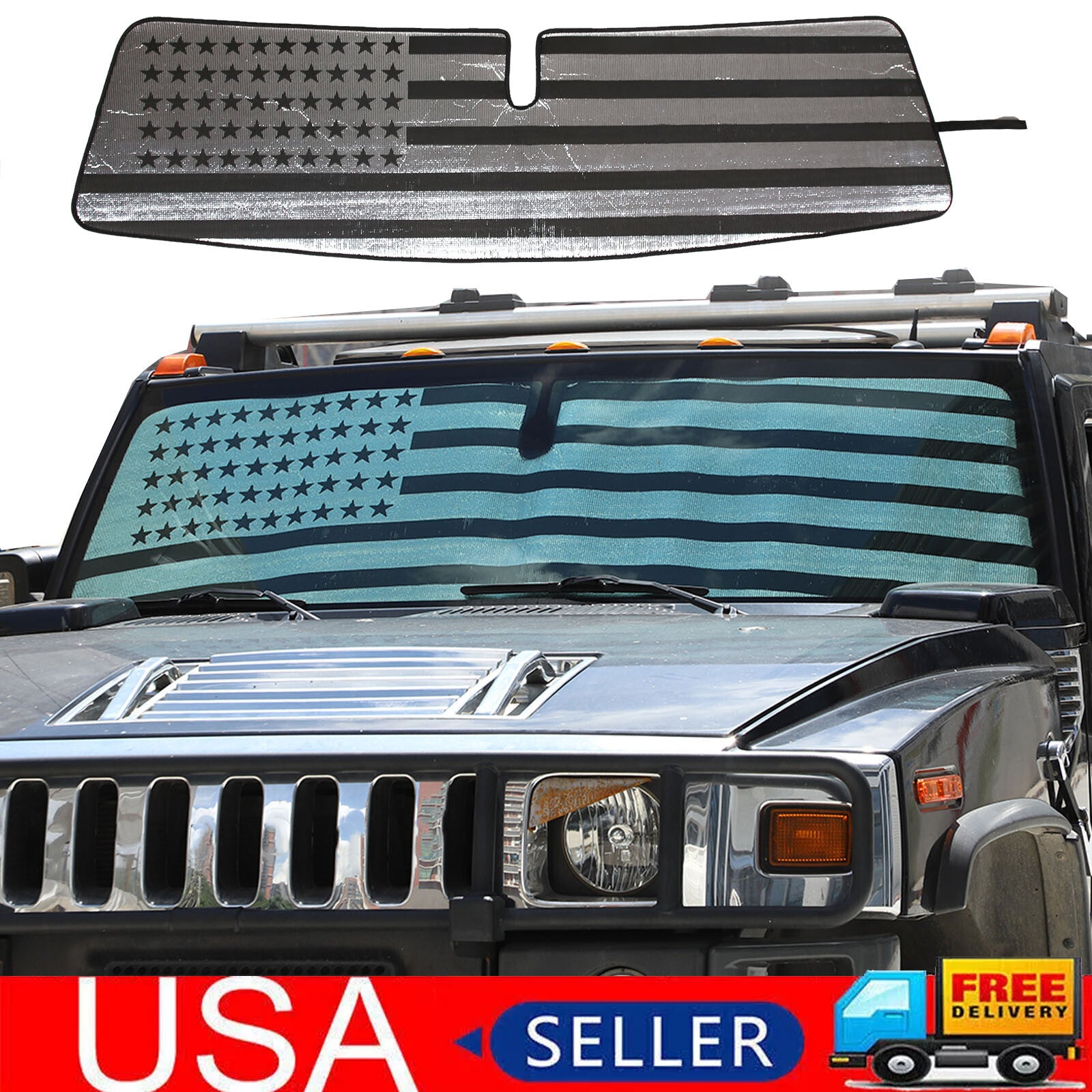 American flag windshield sunshade suitable for Hummer H2 2003-2009