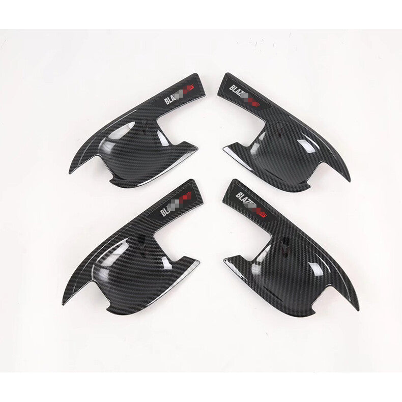 for Chevy Blazer 2019-2022 Carbon Fiber Door Handle Bowl Molding Cover Trim 4pcs