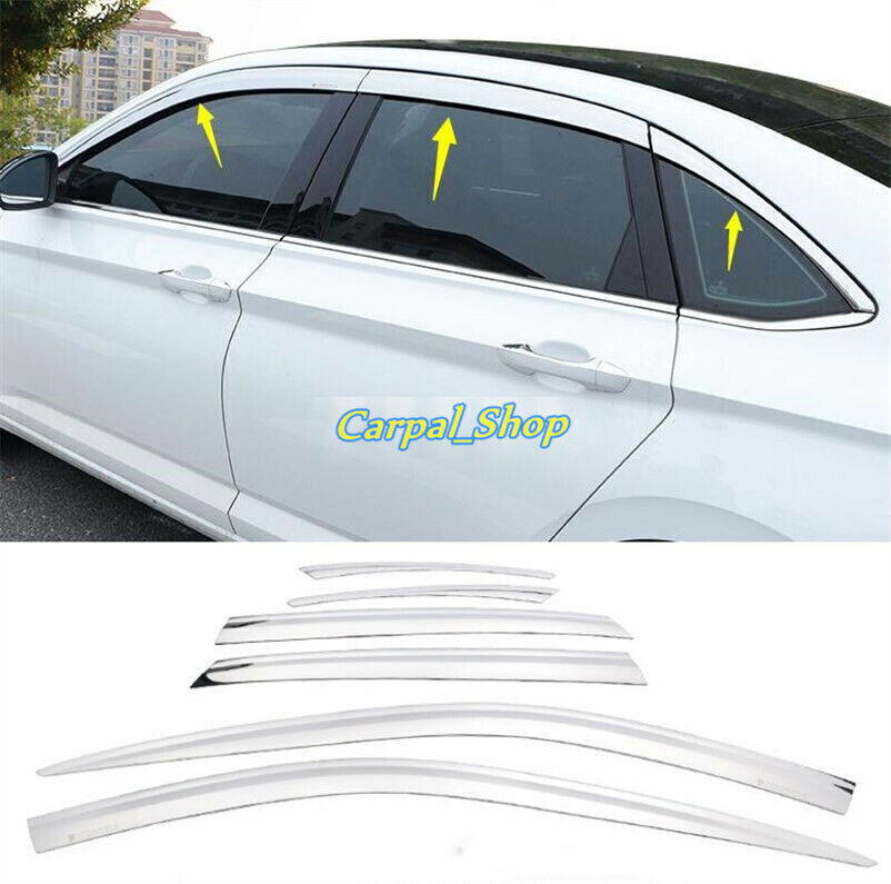 for VW for Jetta Mk7 19-2021 Chrome Window Visor Vent Shade Rain Guard Deflector 6X