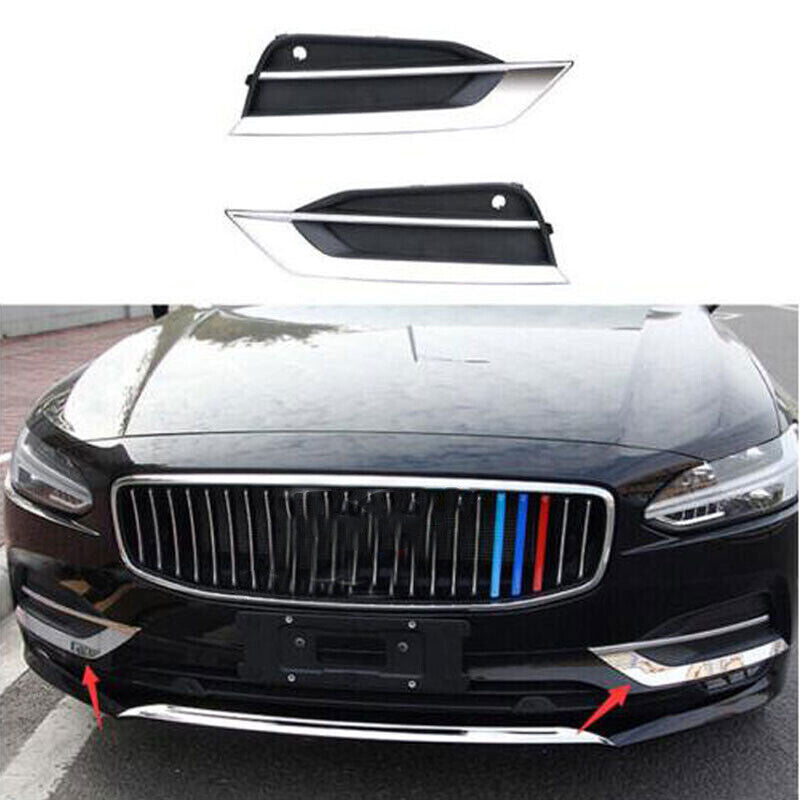 for Volvo S90 2017-2021 Chrome Front Bumper Fog Light Lamp Cover Trim Replace 2x