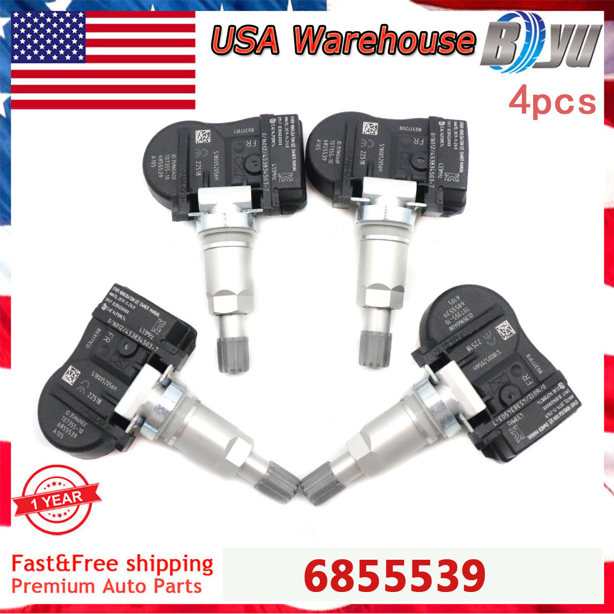 4PCS 6855539 TPM222 TPMS Tire Pressure Monitor Sensor for BMW F20 3ER F30 4ER X5