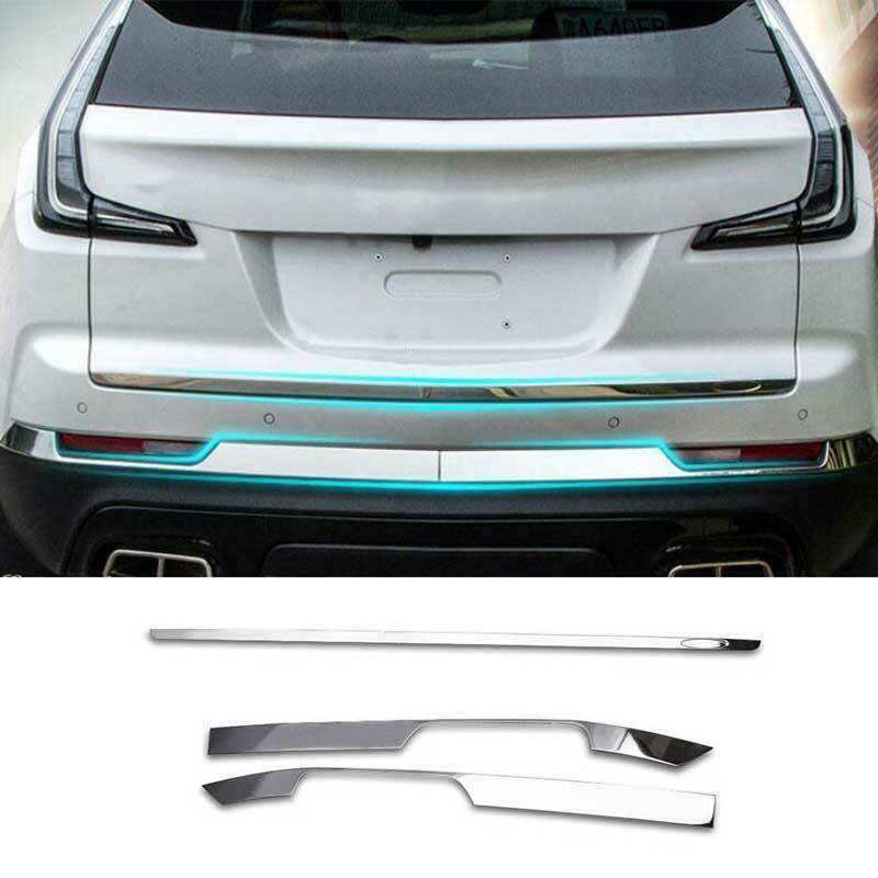 for Cadillac XT4 2019-23 Chrome steel Rear Bumper Strip Protector Cover Trim 3Pc