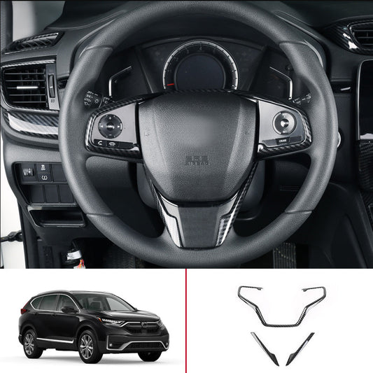 for Honda CRV CR-V 2017-2022 Carbon Fiber Inner Steering Wheel Decor Strips Trim