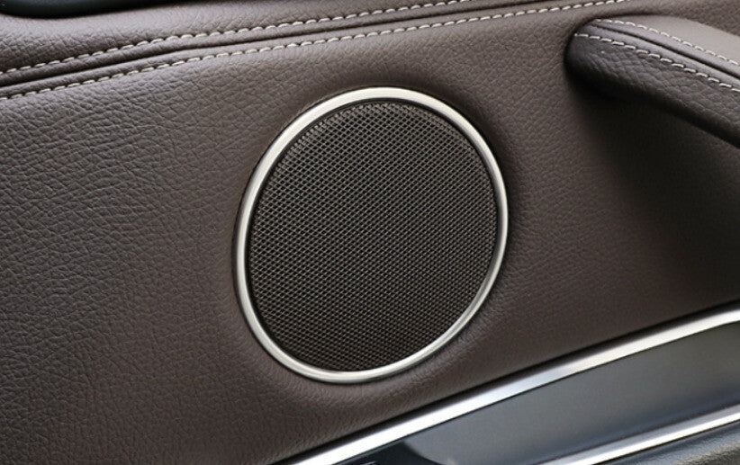 Inner Door Speaker Frame Cover Trim ABS Silver for BMW X5 X6 F15 F16 2014-2018