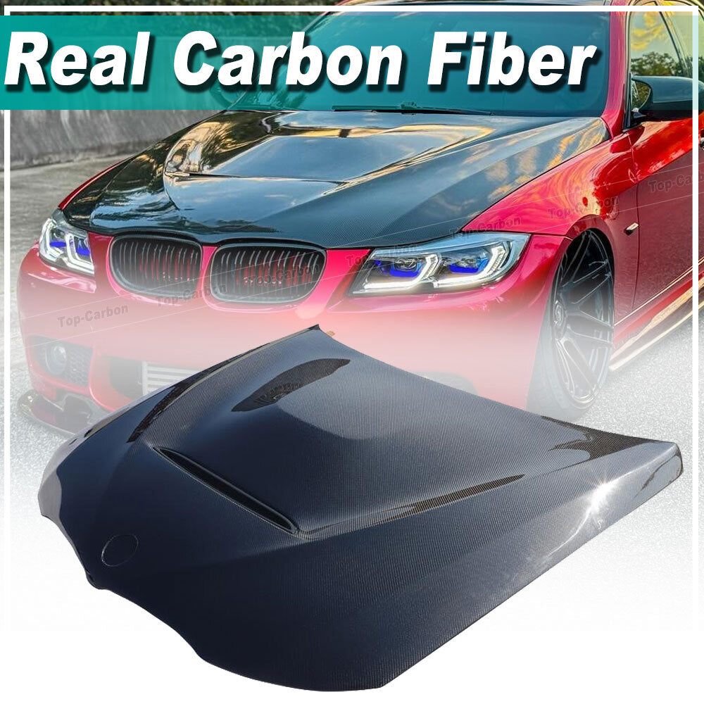 Fit for BMW E90 320i 325i 2009-12 REAL Carbon Front Bonnet Hood Engine Cover Lid