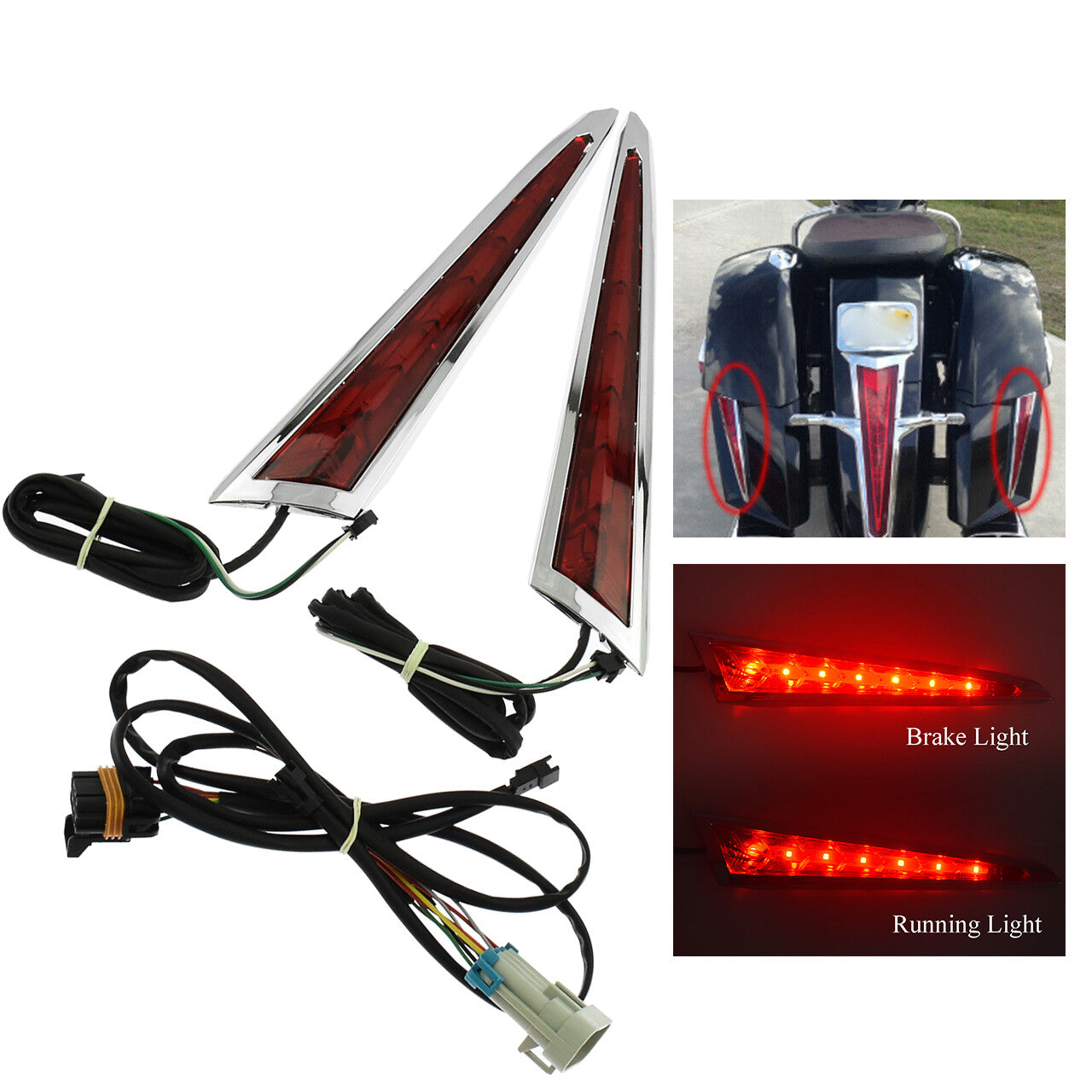 Saber Tooth Rear Saddlebag Side LED Lights For Victory Cross Country Roads 10-17