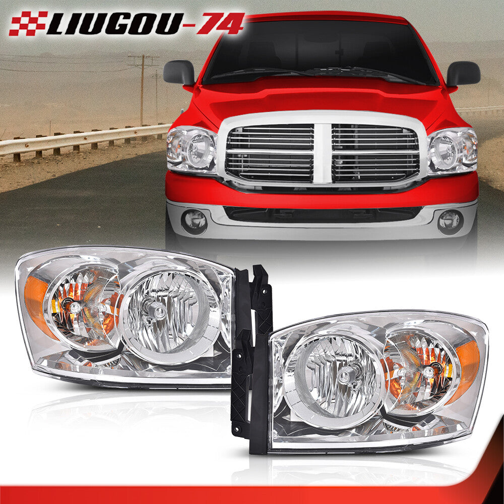 Suitable for 2006-2009 for Dodge for Ram 1500 2500 3500 headlights (clear/chrome)