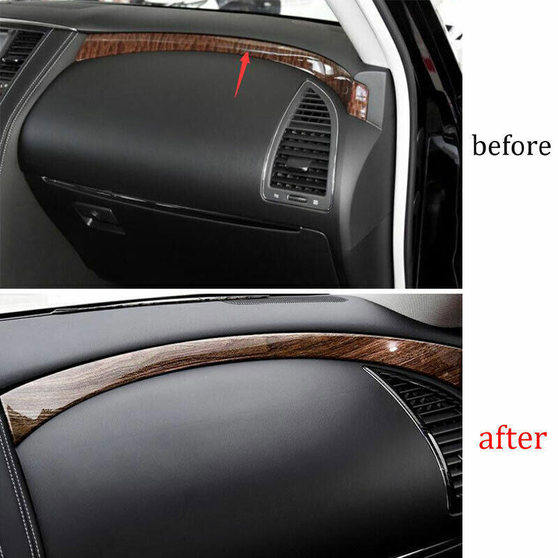 Middle Console Dashboard Strip Trim Fit for Nissan Armada Y62 2017-20 Wood Grain