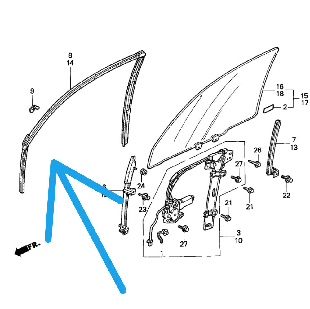4-piece pack for sealing door windows, operating channels, and weatherstripping on for Honda Accord sedans 1998-2002.