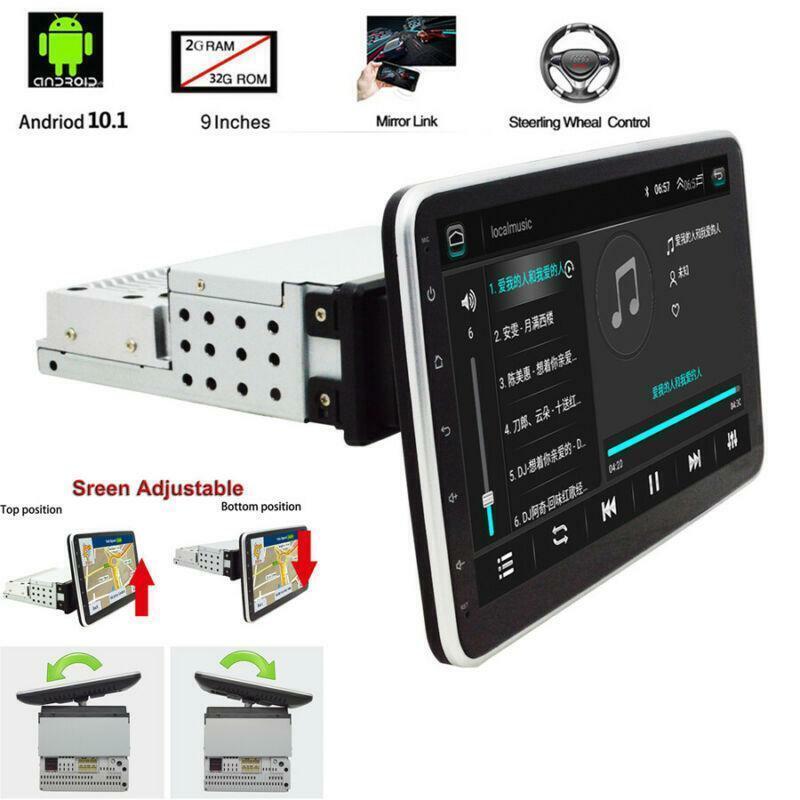 Single DIN Android 10.1 9 Car Radio GPS Player Bluetooth 2+32G Rotatable Screen