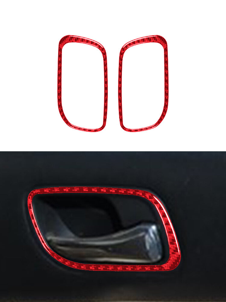 Rear Inner Door Handle Frame Trim Panel Carbon Fiber for Acura TSX 2003-2008 Red
