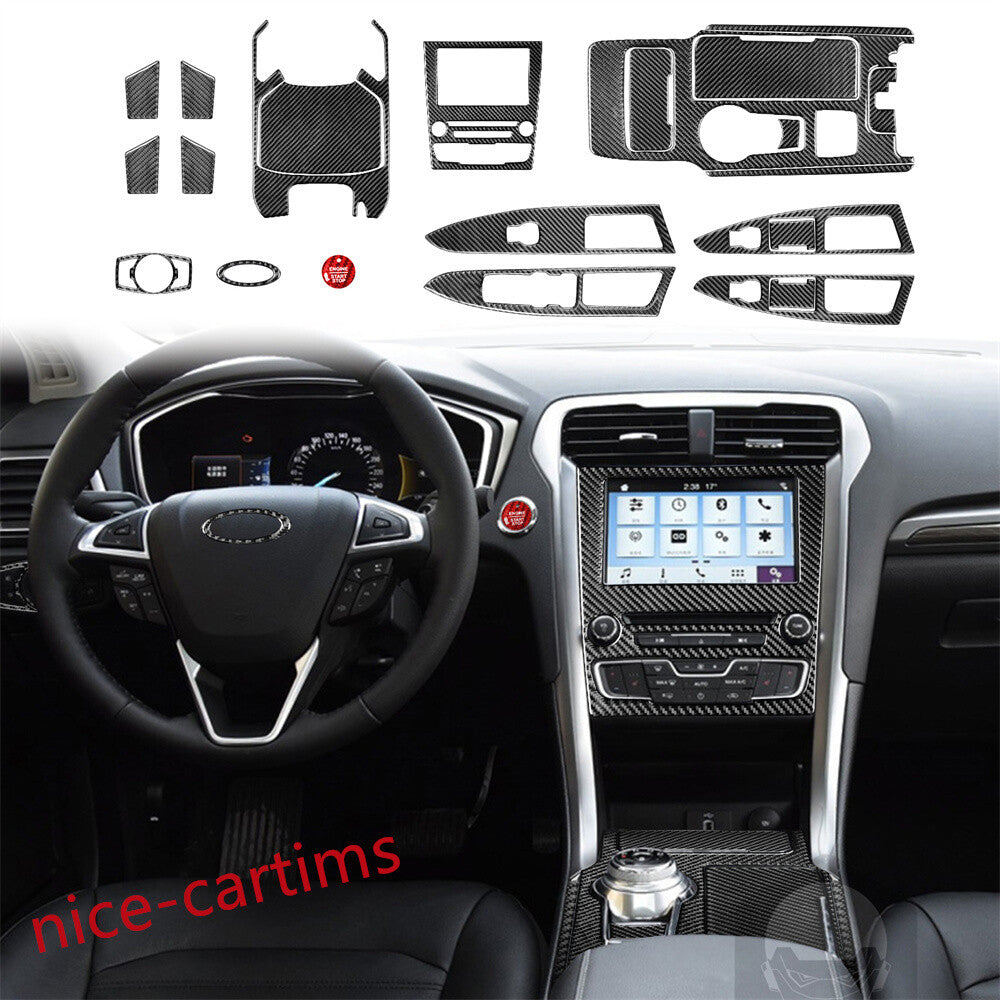 23Pcs Carbon Fiber Interior Full Set Trim Kits for Ford Fusion Mondeo 2013-2019