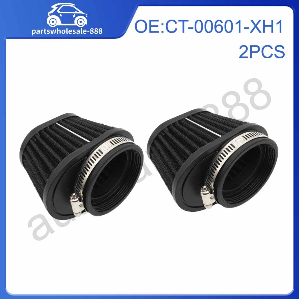 2Pcs Air High Flow Cone Filter Pod Cleaner Black Fit For Motorcycle ATV Scooter
