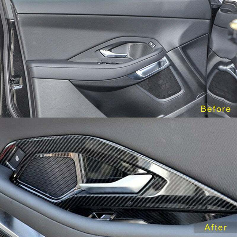4pcs for Jaguar E-PACE 2018-2021 Carbon Fiber Inner Door Handle Bowl Cover Trim