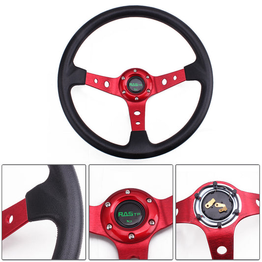 Universal 350mm 14 6 Bolt Car Steering Wheel Horn Button 95mm Deep Dish