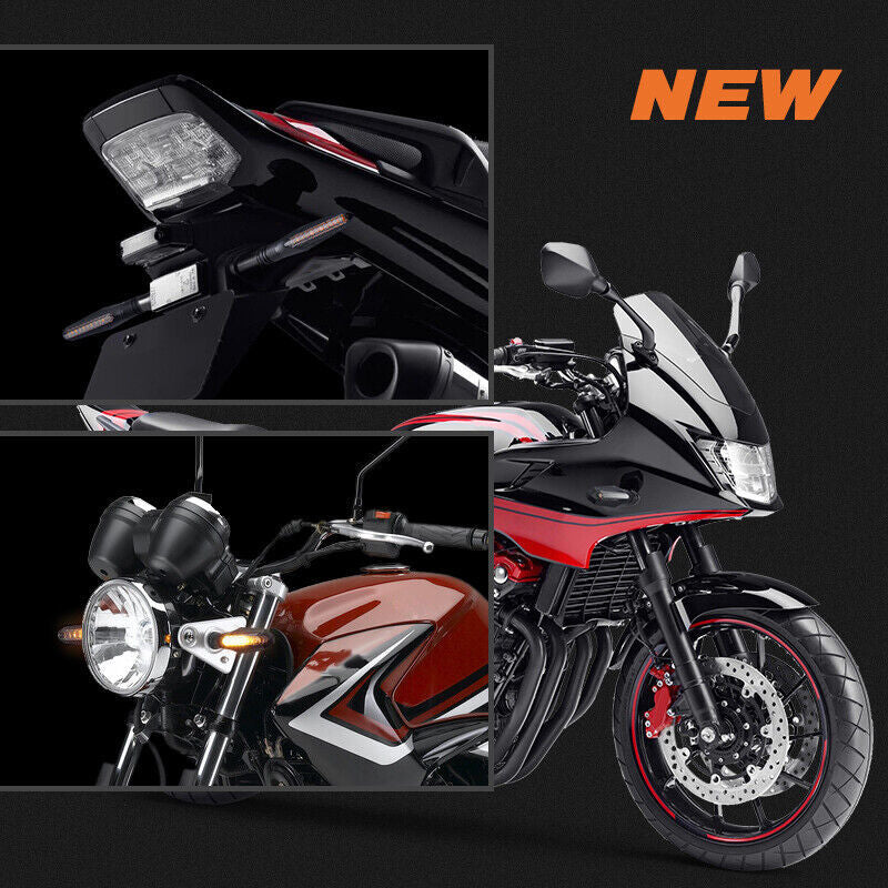 2PC Motorcycle LED Turn Signal Indicator Sequential Flowing Water Amber Light US