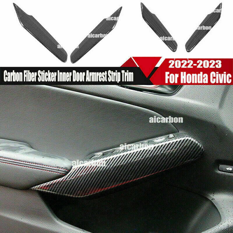 for Honda for Civic 11th 2022-2023 Carbon Fiber ABS Inner Door Armrest Cover Trims