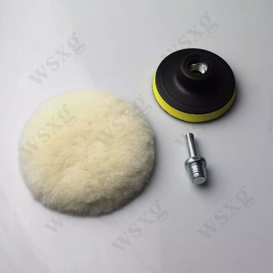 3-Piece 3-inch Car Polisher Drill Adapter Polishing Pad Wool Wheel Mop Kit