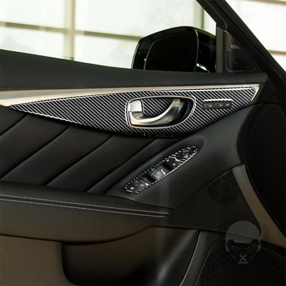 14¡ÁCarbon Fiber Interior Door Panel Window Lift Cover for Infiniti Q50 Q60 2014+