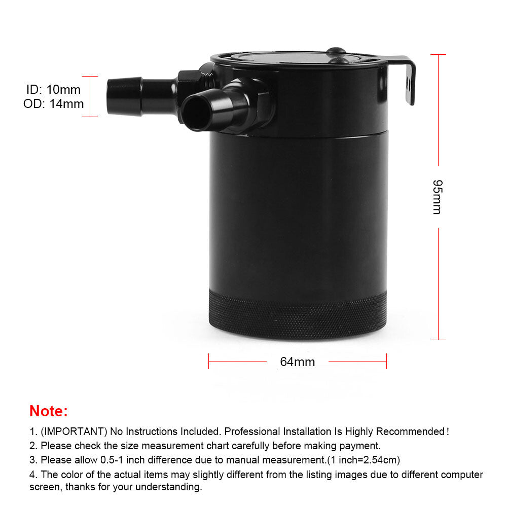 Aluminum Baffled Car Oil Catch Can Tank Separator 3-Port Air-Oil Separator