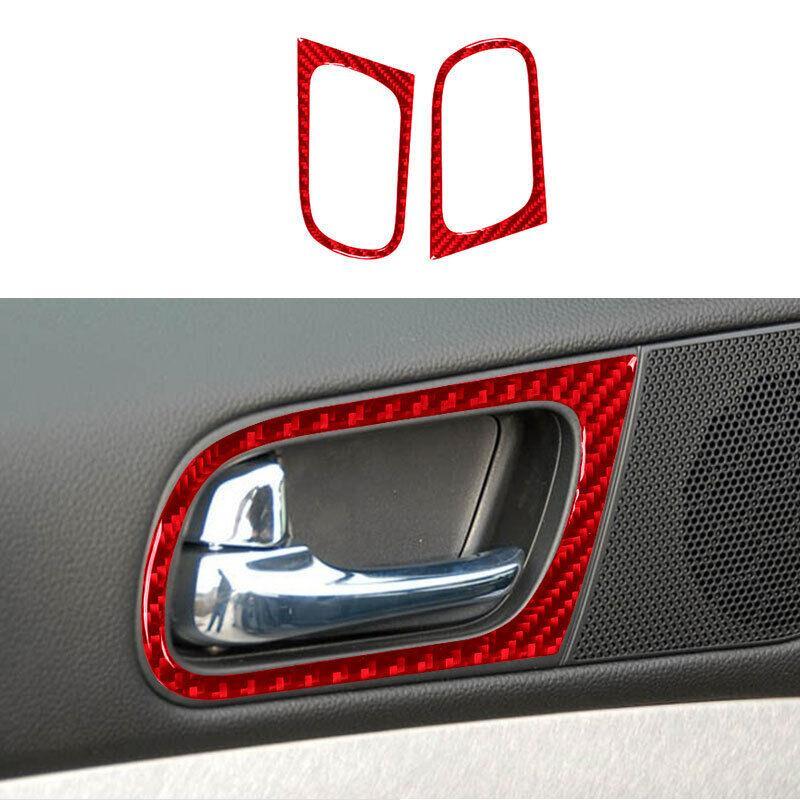 for infiniti G37 2010-13 Red Carbon Fiber Rear Inner Door Handle Cover Trim 2PCS