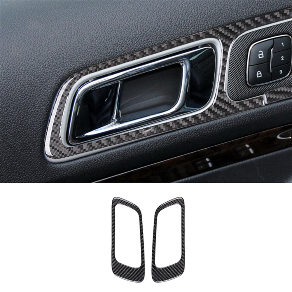 4Pcs Carbon Fiber Interior Door Handle Trim Panel for Ford Explorer 2011-2014