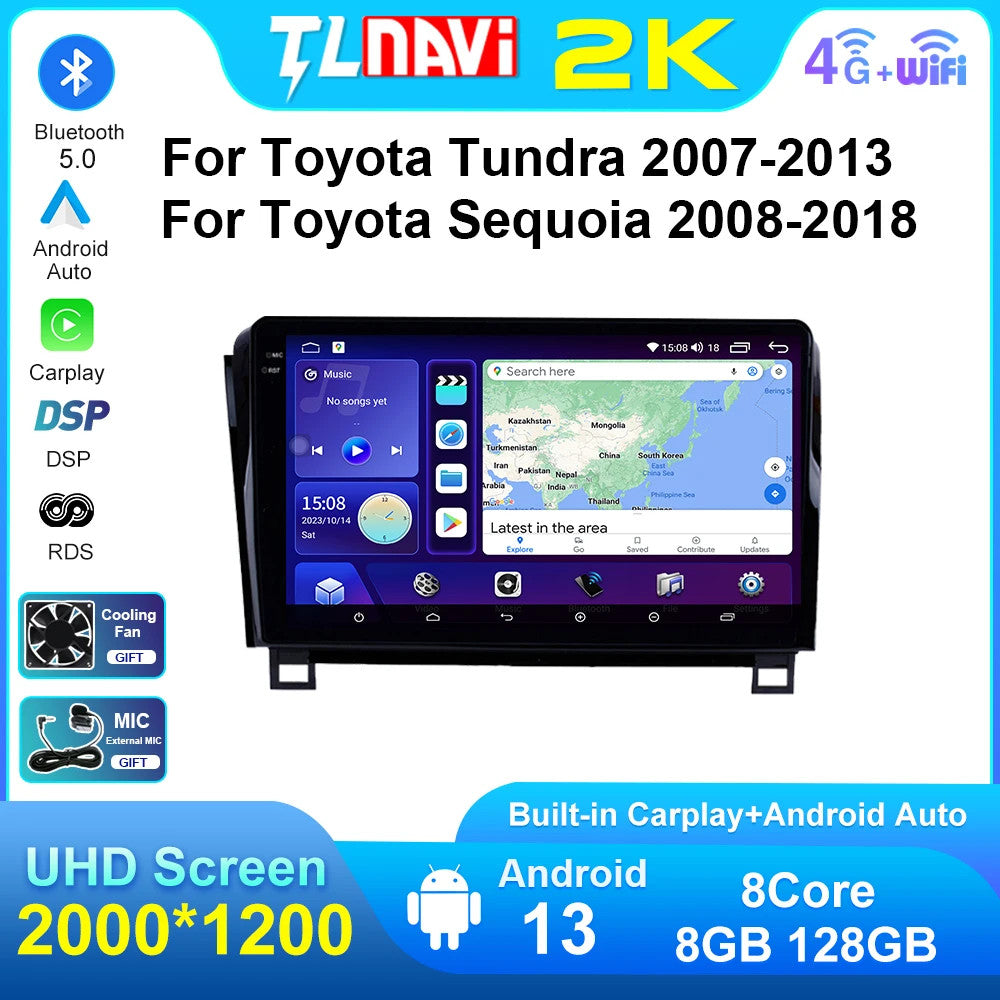 for Toyota Tundra Sequoia Android CarPlay Car Radio Stereo GPS Multimedia Screen