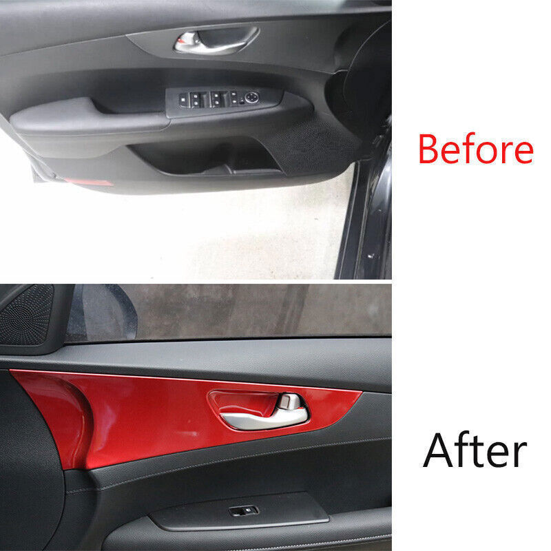 Car Inner Door Panel Decor Cover Trim 4PCS for Kia K3 Forte 2019-2022 Bright Red