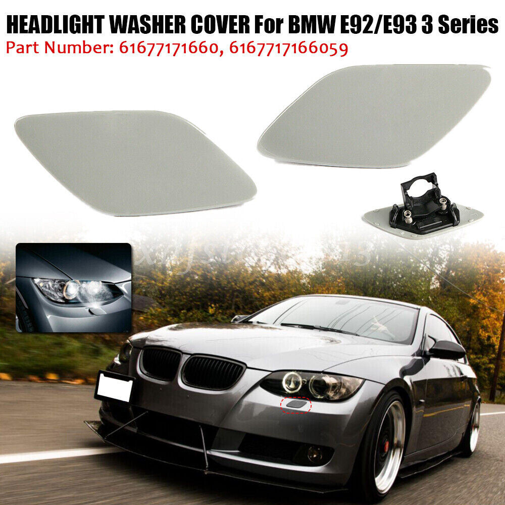 Headlight Washer Cover Cap Bumper Flap Trim Pair for BMW 3-Series E92 E93 Coupe