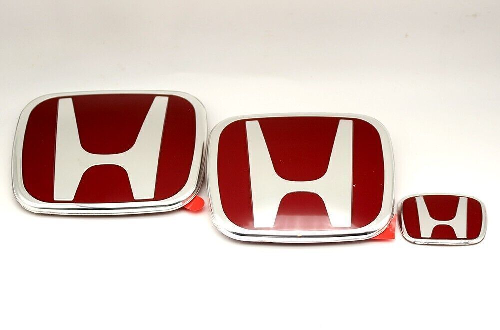 FIT 3PCS Front Rear Steer-Wheel Emblem For 2016-21 for CIVIC Sedan Coupe 4Dr JDM