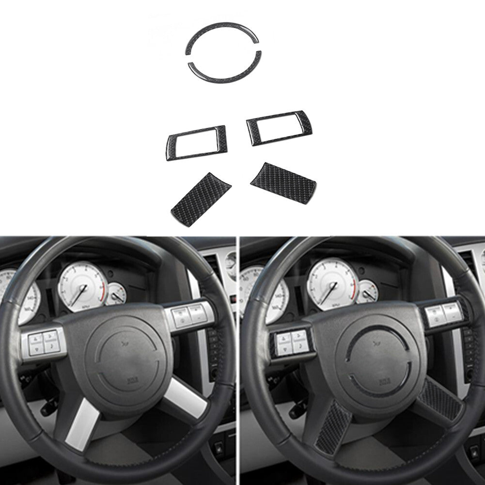 6Pcs Carbon Fiber Steering Wheel Button Cover Trim Type B for Chrysler 300