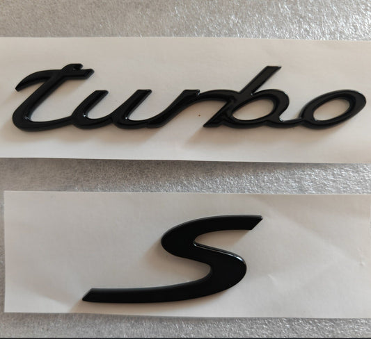 Turbo S Letter Glossy Black Badge Emblem Sticker